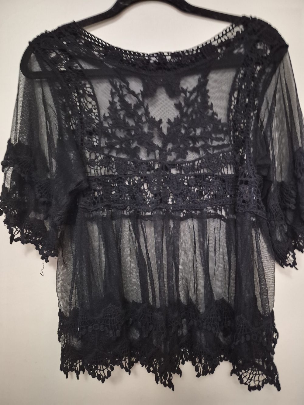 Rebellion Black Sheer Lace Crochet Blouse